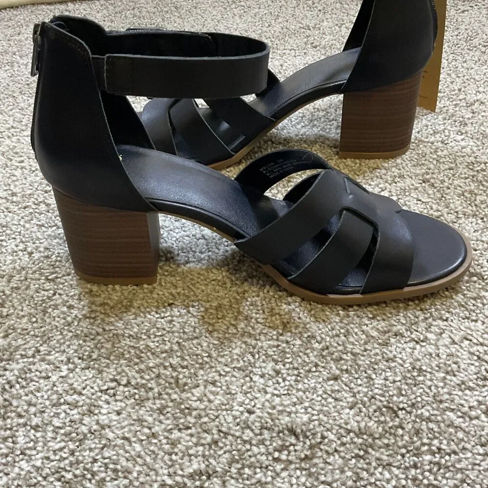 New Frye & Co Womens Hollins‎ Heeled Sandals Black Size 10 Open Toe Ankle Strap